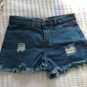 NWOT Blue Jean Shorts with distressing